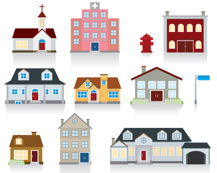 free vector Buliding and house